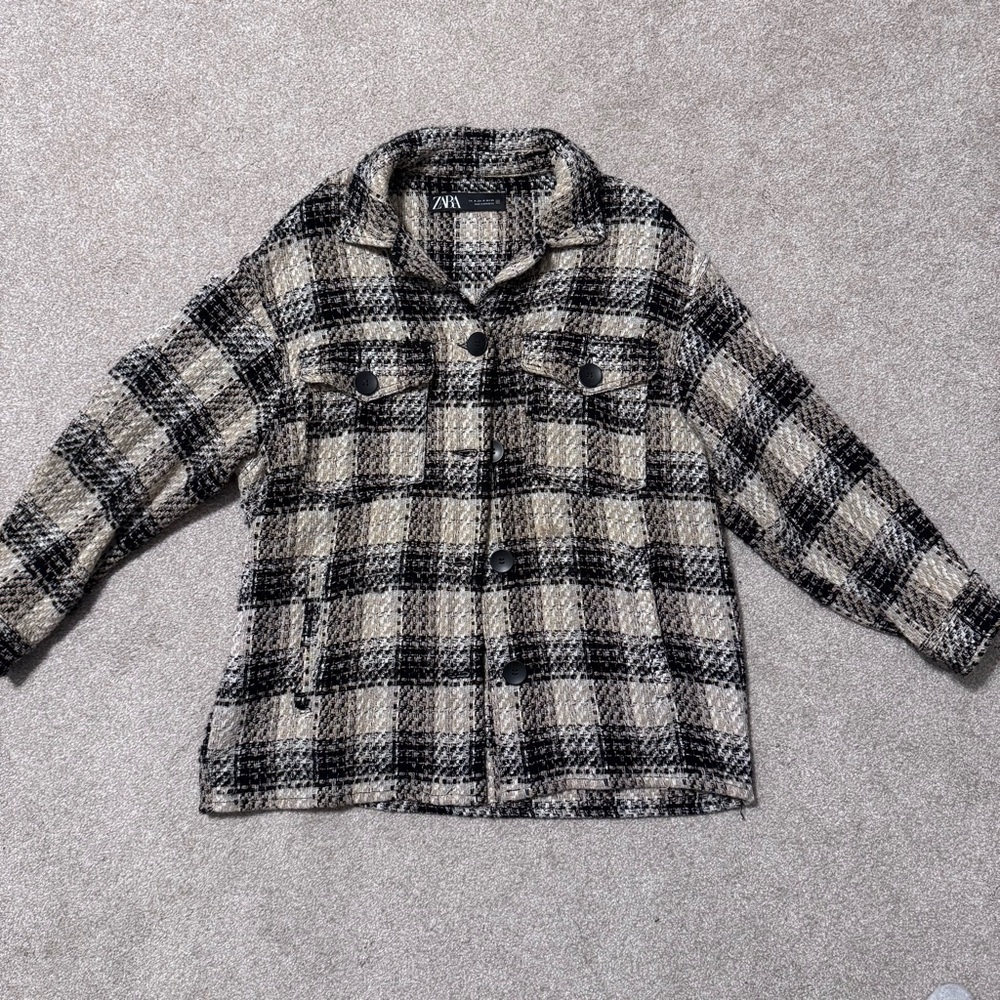 Zara - M - Neutral Multicolored Tweed Shacket